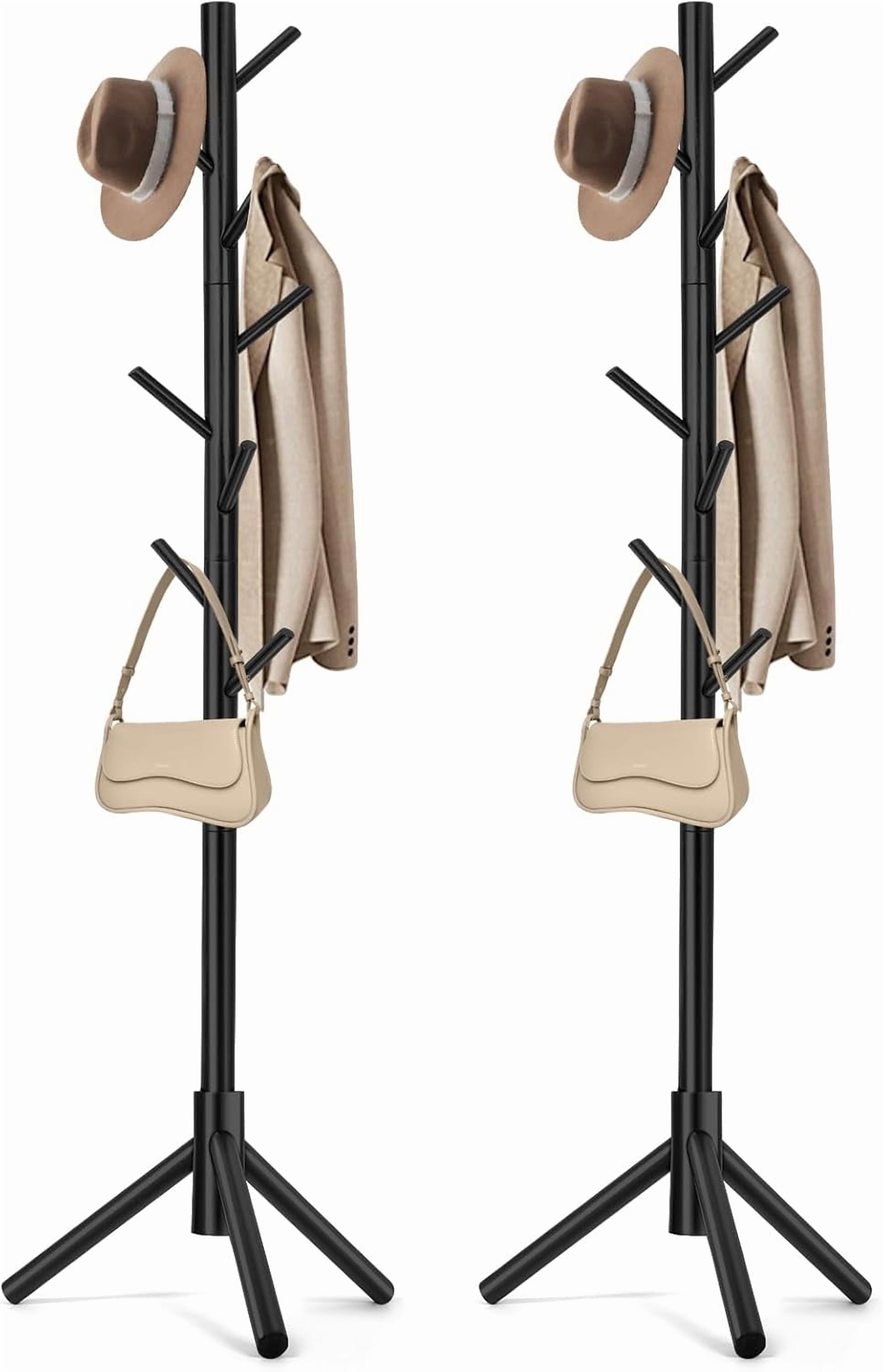 2 PCS Coat Rack, Freestanding Coat Rack with 8 Hooks and 3 Adjustable ...