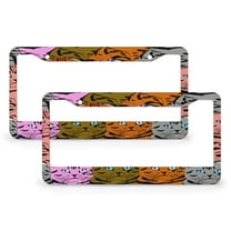2 PCS Colorful Cats License Plate Cover Cat Lovers License Plate Cover License Plate Novelty License Plate Frame Quality Aluminum Metal 2 Holes for Girl Women Men Vehicles