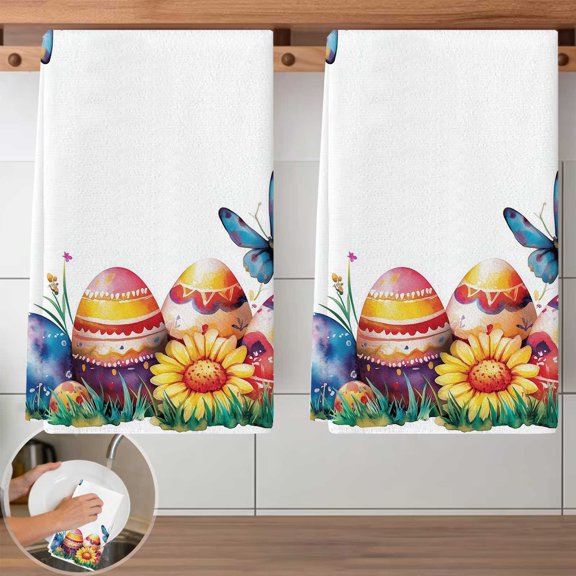 2 PCS Colorful Floral Pattern Dish Cloth Set - 40x60cm Reusable Kitchen Cleaning Cloths, Absorbent, Lint-Free Towels for Dishwashing, Countertop Wiping, Home Cleaning