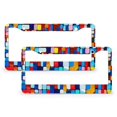 thumbnail image 1 of 2 PCS Colorful Square License Plate Frame Abstract Pink Orange Colorful Square Car Front License Plate Frame Aluminum Metal 2 Hole for Women Men US Vehicles Standard, 1 of 6