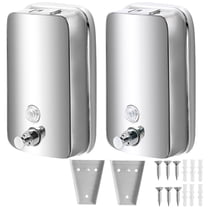 2 PCS Commercial Soap Dispenser Wall Mount Stainless Steel Manual Liquid Pump Rust-Proof Leak Free for Bathroom (34 fl.oz./1000ml)