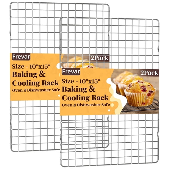 2 PCS Cooling Racks for Cooking and Baking, 10" x 16 Grid Wire Baking Rack for Oven Cooking, Baking, Grilling, Roasting -Dishwasher Safe Bacon Rack- Fits Jelly Roll Cookie Sheet Pan