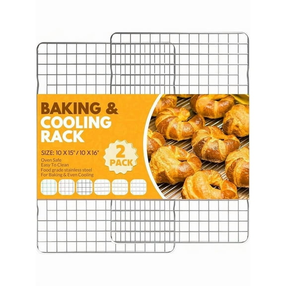 2 PCS Cooling Racks Cooking And Baking, 15x10 Inches Stainless Steel Cooling Rack, Sheet Pan With Wire Rack Baking Sheet, Bacon Rack Oven Fits Roll Sheet Pan