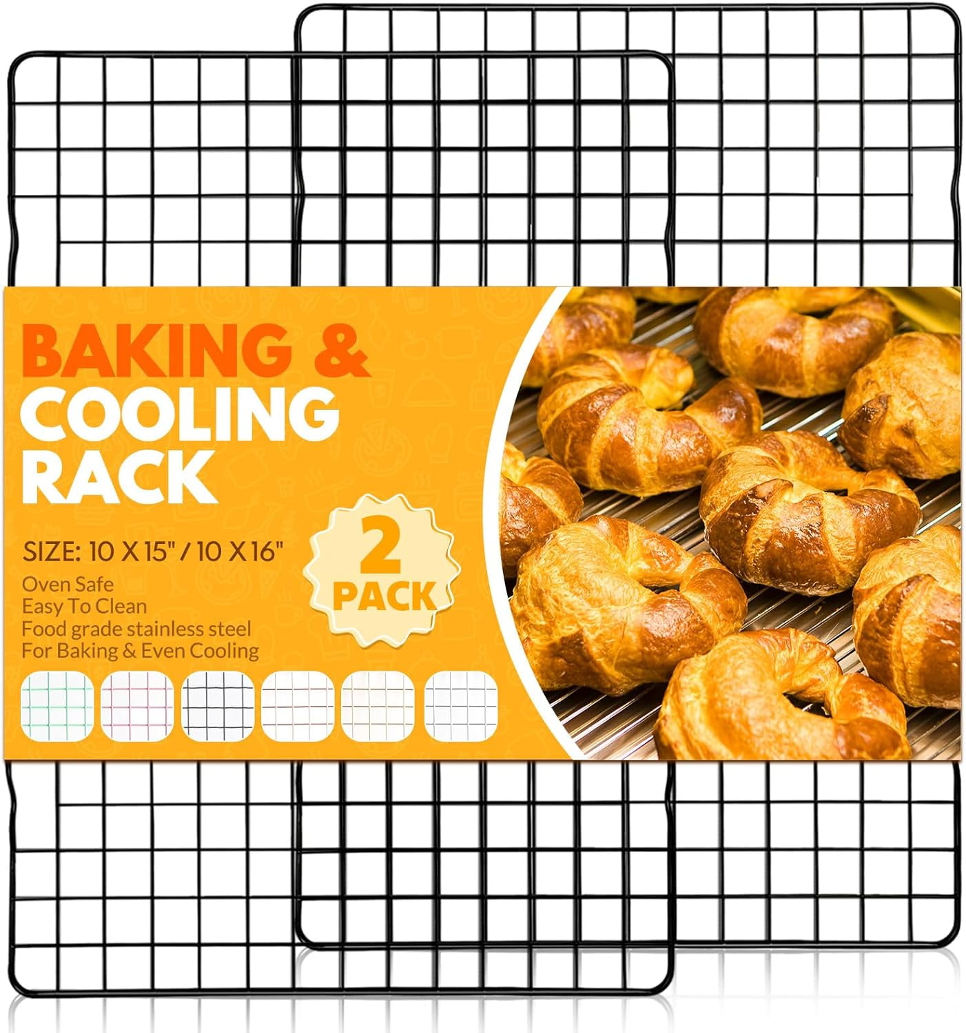 2 PCS Cooling Racks for Cooking and Baking, 15x10 Inches Stainless ...