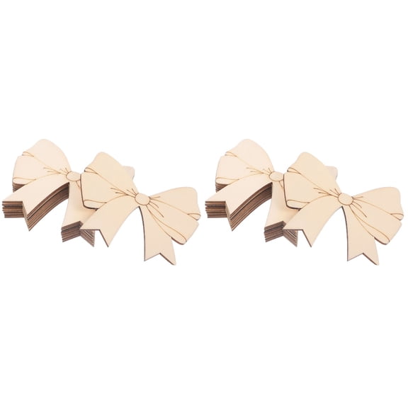 2 PCS Cotton Net Twine Burlap Ribbon Decorated with Bow Wood Chips