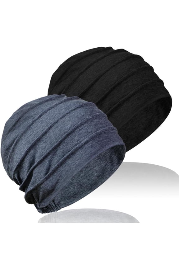 2 PCS Cotton Slouchy Chemo Beanies, Chemo Cap Headwear Cancer Hats for Women with Hair Loss