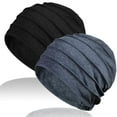 thumbnail image 1 of 2 PCS Cotton Slouchy Chemo Beanies, Chemo Cap Headwear Cancer Hats for Women with Hair Loss, 1 of 6