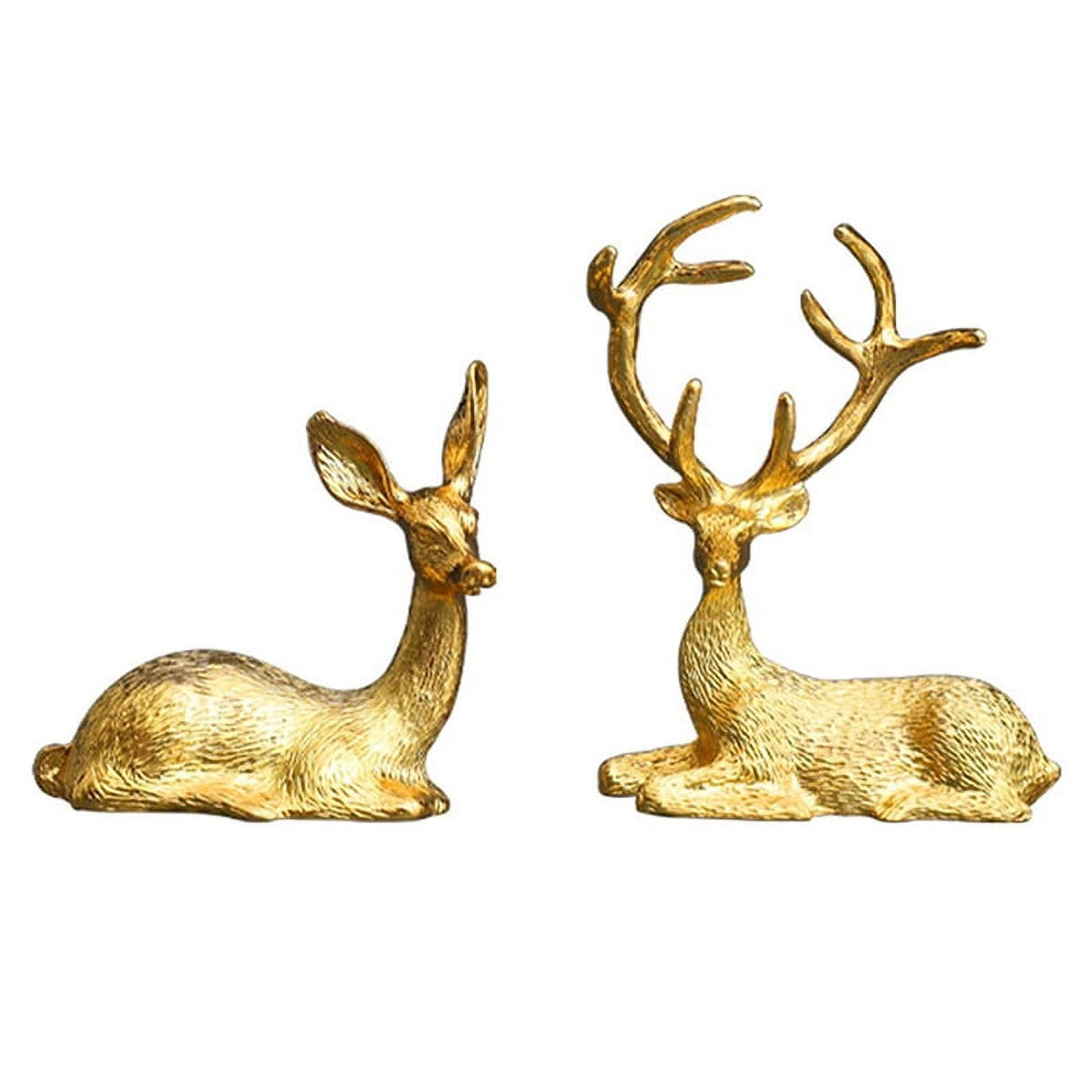 2 PCS Couple Deer Statue Home Decor Collectible Animal Figurines Office 2-pcs-couple-deer-statue-home-decor-collectible-animal-figurines-office