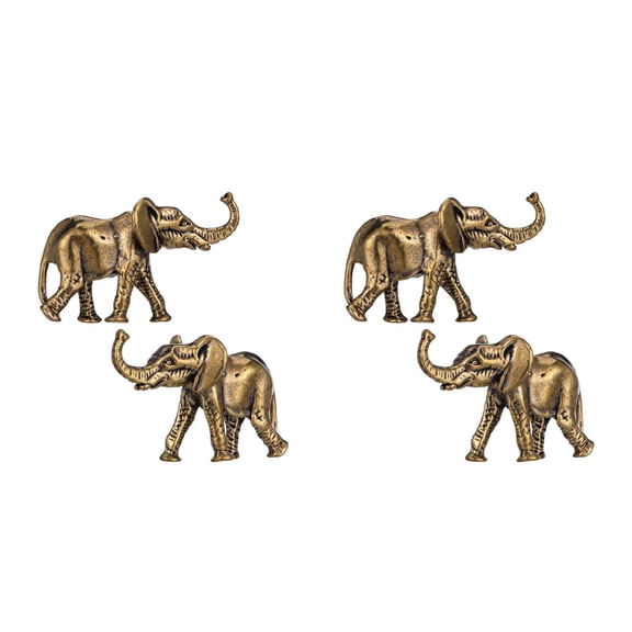 2 PCS Creative Brass Ornament Elephant Figurine Corgi Baby Musical Toys Golden