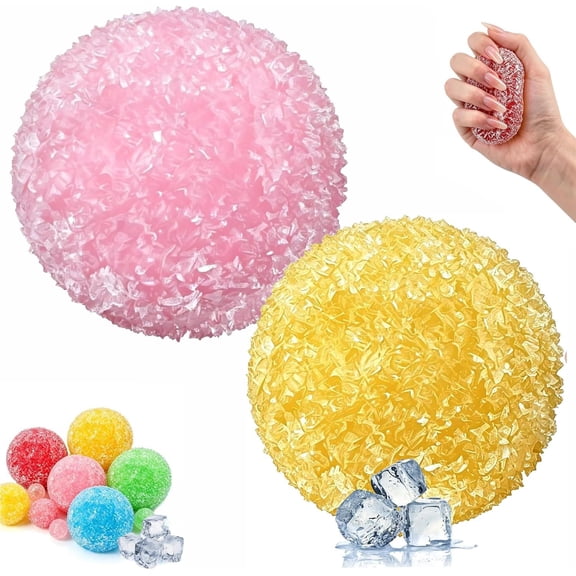 2 PCS Crunchy Squishy Stress Balls, Ice Squishies Stress Ball, Skin Fidget Sensory Squeeze Ball, Non-Sticky Slow Rising Satisfying Squishy Relaxing Fidget for Stress Relief (2pcs#a5)