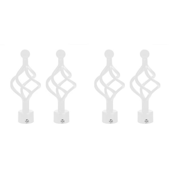 Set of 2 White Double Track Curtain Rods with Spiral Decorative Finials for Window Treatment