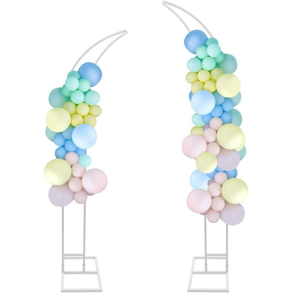 2 PCS Curved Arch Backdrop Stand 6.89ft & 6.23ft Flower Stand Arch Bracket Stand Metal Arch Stand for Weddings Birthdays Indoor/Outdoor Events (White)