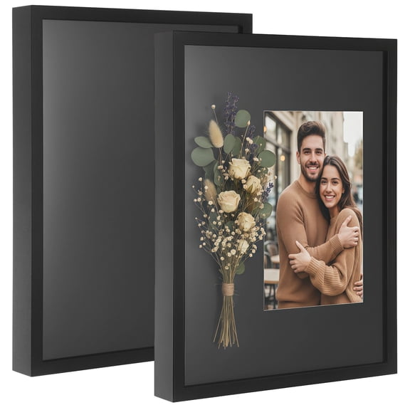 2 PCS DIY Shadow Box Frames, 12.6 x 16.5 in Large Square Shadow Boxes for Displaying Dried Flowers, Black 3D Floating Frame for Craft Projects, Picture Frames for Home Decor