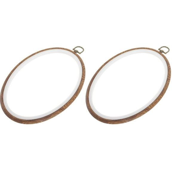 2 PCS Decor Imitation Wood Oval Embroidered Stretcher Cross Stitching Hoop