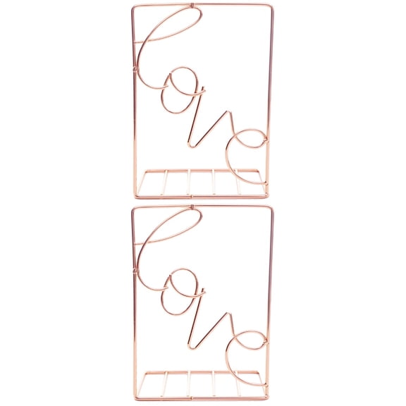 2 PCS Decorative Bookends Love Shaped Stoppers Rose Gold Creative Stand