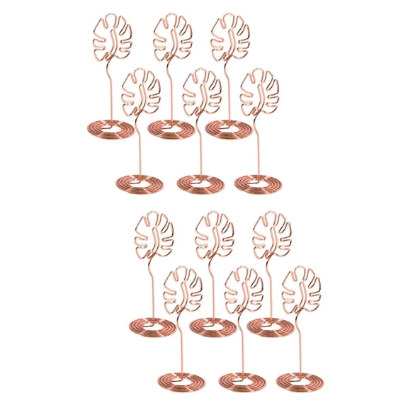 HONITANO Wedding Supplies Metal Memo Holder Rosy Golden Engagement Party Desktop 12Pcs 3.5*1.6in