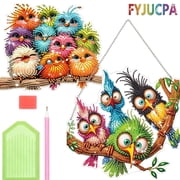 2 PCS Diamond Art Hanging Kit DIY Bird Diamond Art Painting Double Sided Diamond Art Craft Kit Easy Hanging Diamond Art Painting Diamond Art Ornament for Living Room Bedroom