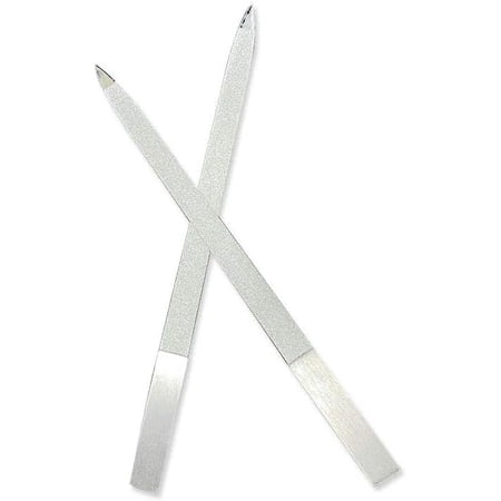 2 PCS Diamond Nail File Double Sided Metal Fingernail Manicure Files for Polish Nail, Removes Nail Ridges 7 Inches
