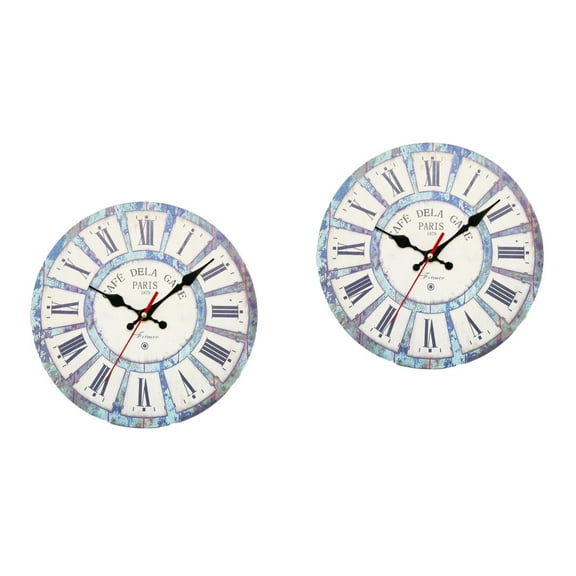 2 PCS Digital Wall Clock Stickers Alarm Modern Decor Puzzle Track Blue