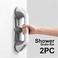 thumbnail image 1 of 2 PCS No Drill Bathroom Grab Bar - Suction Cup Safety Handle with Heavy Duty Construction, Anti-Slip Grip, 240lb Capacity for Shower, Tub - Ideal for Elderly, Seniors, Mobility Aid, 1 of 11