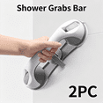 thumbnail image 1 of 2 PCS No Drill Grab Bar for Elderly Bathroom - Suction Cup Safety Handle with Heavy Duty Construction, Anti-Slip Grip, 240lb Capacity - Shower & Tub Assist Rail - Portable and Reusable, 1 of 11