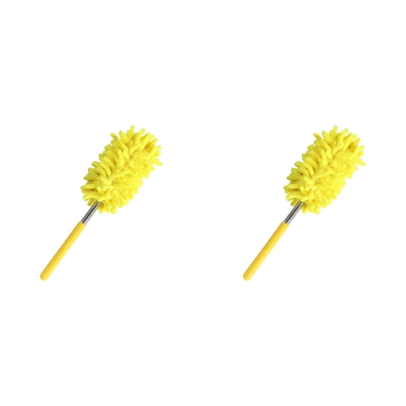 2 PCS Duster for Cleaning,Hand Washable Dusters with Extendable Pole,Reusable Handheld Duster,9.44 inch Detachable Cleaning Supplies for Office,Car,Window,Furniture,Ceiling Fan (Yellow)