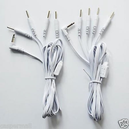 2 PCS ELECTRODE LEAD WIRES Cables for Digital Massager TENS 3.5 mm with 4 pins