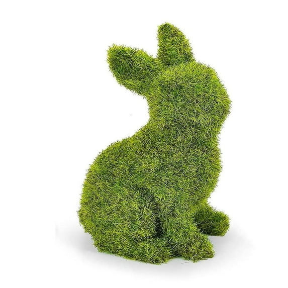 2 PCS Easter Bunny Decorations,Green Faux Moss Flocked Easter Spring Bunnies Figure Perfect Easter Decorations Gifts, Home Decor
