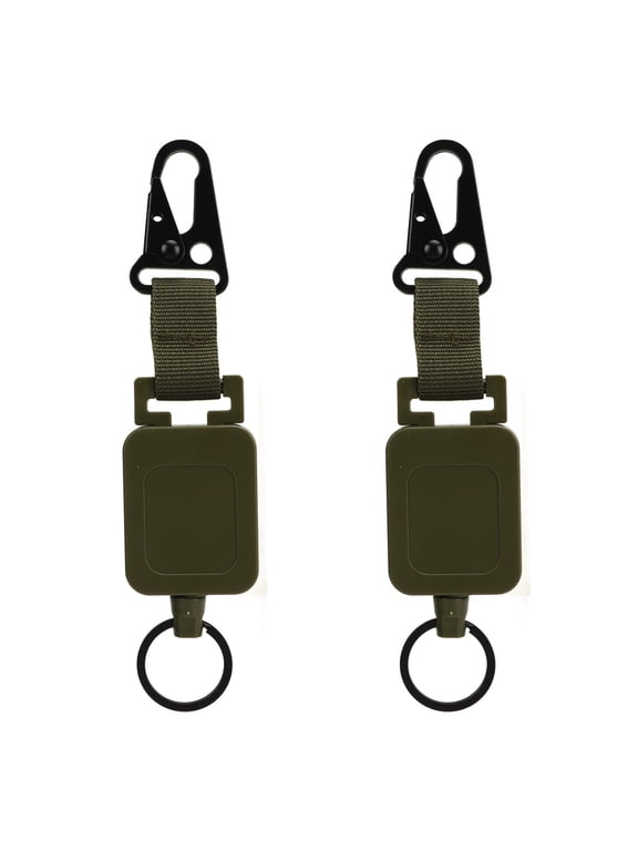 2 PCS Easy Pull Buckle Keychain Olecranon Buckle Stretchable Quick Release Buckle Key Ring for Bag Pants Army Green