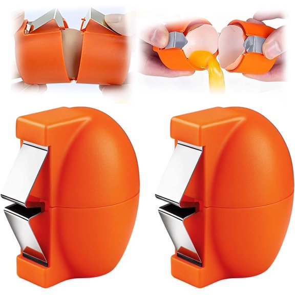 2 PCS Egg Opener, Upgrade Stainless Steel Egg Cutter, Multifunctional Egg Cracker Tool, Easy to Open Hard Boiled & Raw Eggs, Essential Kitchen Gadget (Red)