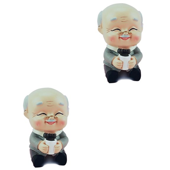 2 PCS Elderly Couple Cake Toppers for Birthday Party Decoration, Romantic Lovers Figurines, Anniversary and Celebration Cake Decor