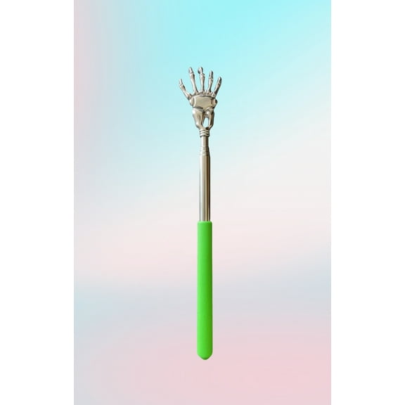 2 PCS Extendable Back Scratchers Ghost Hand for Women Men, Stainless Steel Back Scratcher Gifts for Stocking Stuffers Metal Massage Toolsgreen+orange