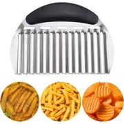 2 PCS Extra Large Crinkle Cutter for French Fries , Stainless Steel Wavy Vegetable Slicer , Professional Potato & Carrot Chopper with Non-Slip Handle , Perfect for Homemade Fries, Chips & Salad Prep