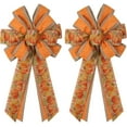 thumbnail image 1 of 2 - PCS Extra - Large Stunning Fall Bows Set: Perfect Wreath & Tree Topper Bow with Vibrant Orange Sunflower Pattern, 20"x12" Autumn/Halloween Decor for Front Door & Outdoor Holiday Parties, 1 of 7
