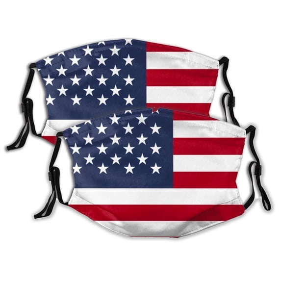 2 PCS Face Mouth Mask Patriotic USA American Flag Face Shields Comfy Breathable Balaclavas