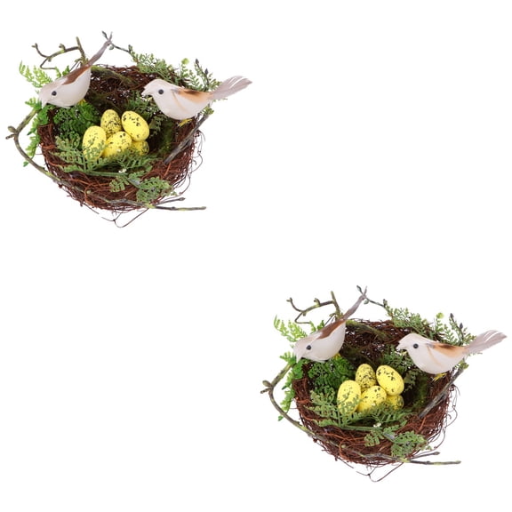 2 PCS Fake Eggs to Decorate Bird Nest Craft Realistic and Yellow