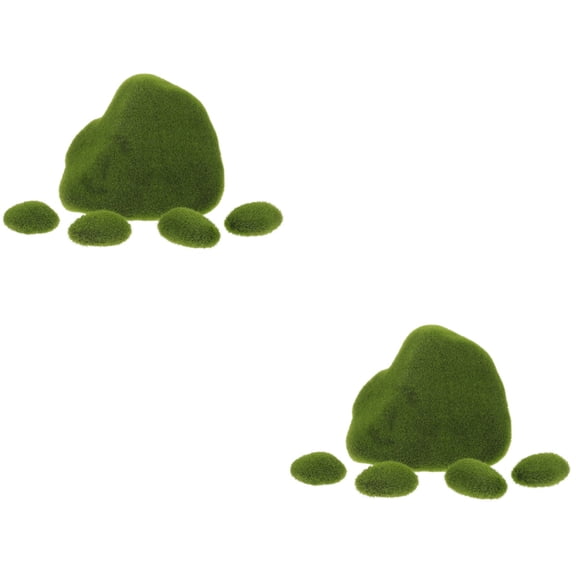 2 PCS Artificial Moss Stones for Landscape, Faux Greenery Decor for Garden, Terrarium, , Home and Office