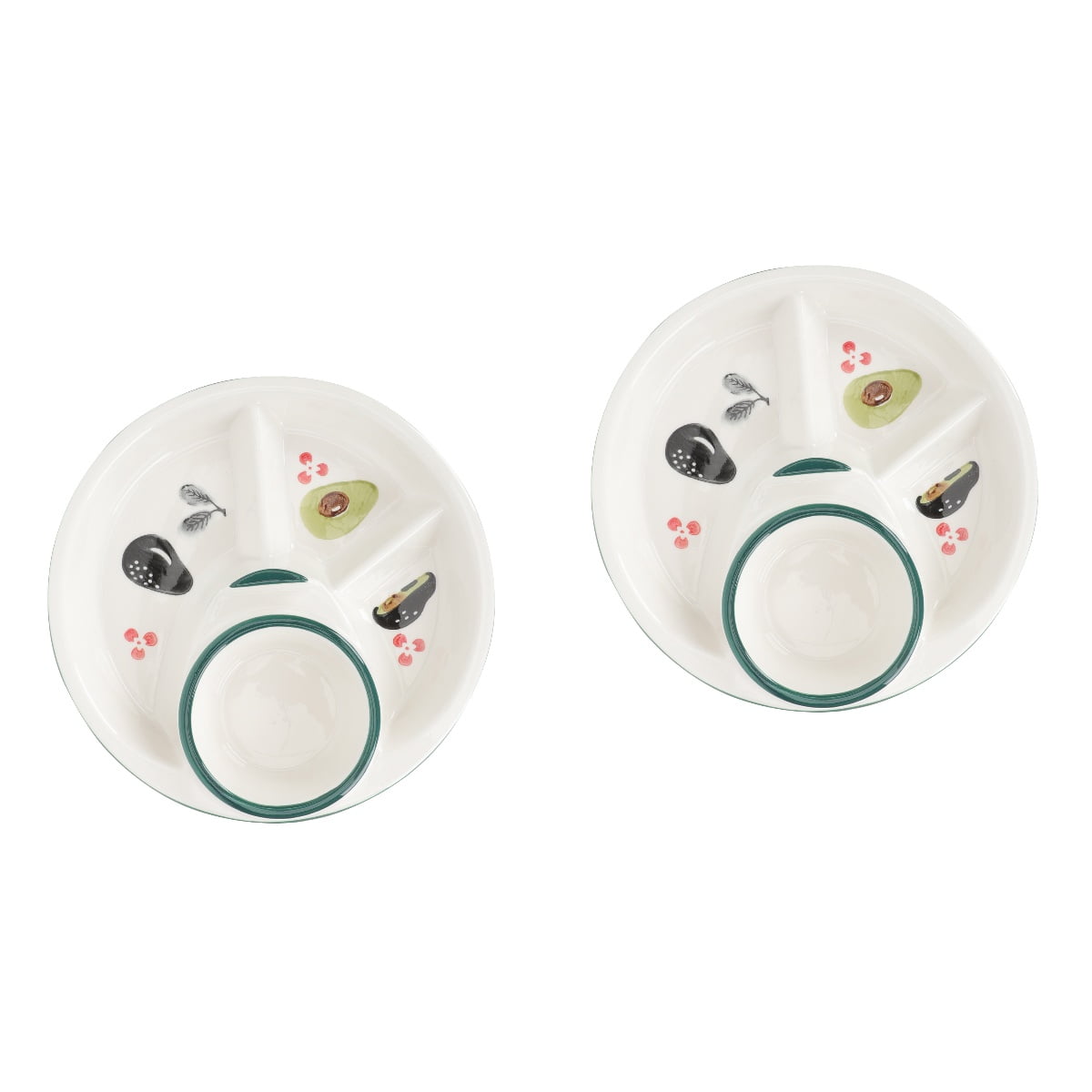 2 PCS Fatreducing Ration Plate Veggie Chips Ceramic Food Cookie