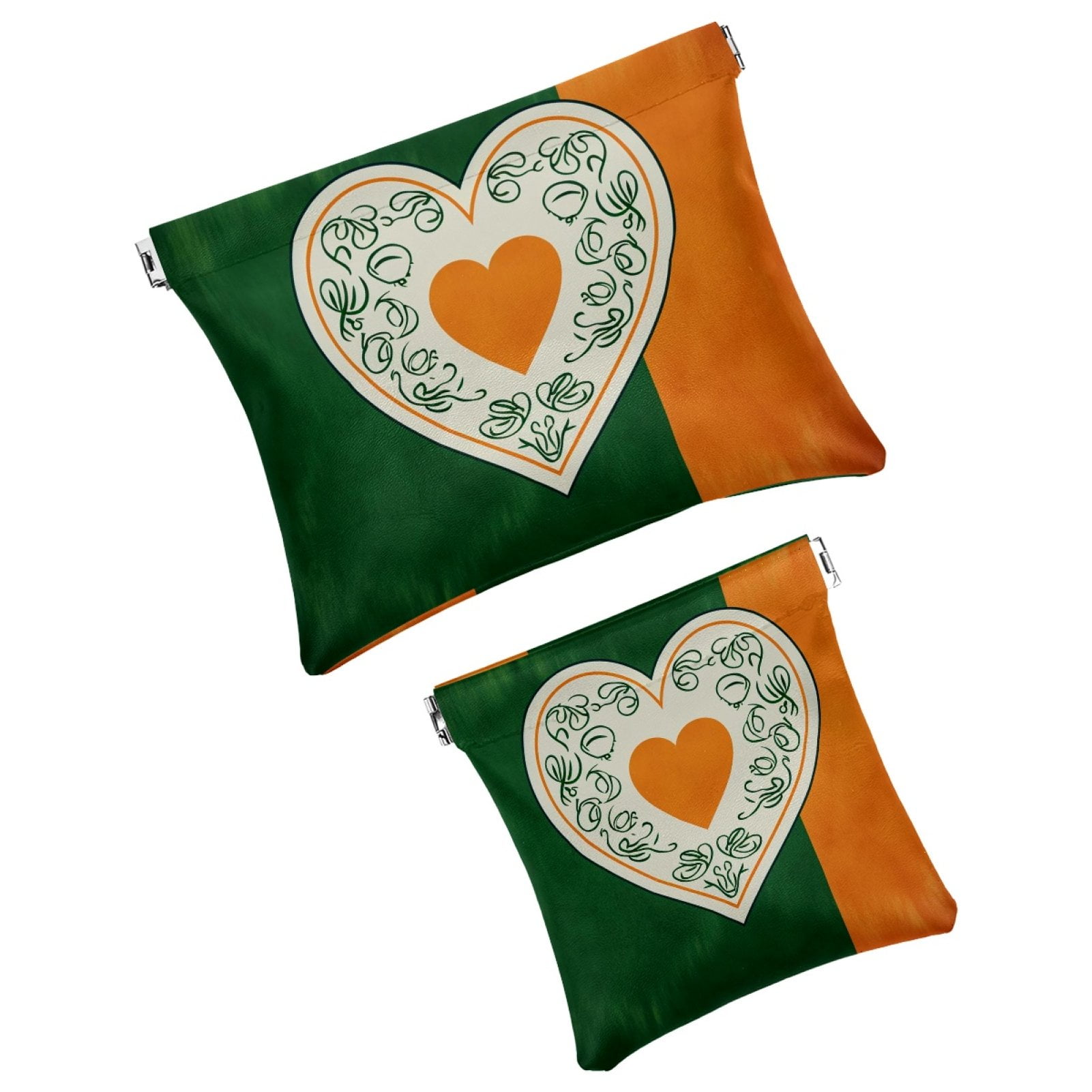 2 PCS Faux Leather Pocket Cosmetic Bag, Portable Travel Small Makeup