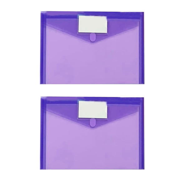 2 PCS File Folders,Tranparent Envelopes Plastic Folders,Plastic Envelopes Folder for Documents Letter A4 Size with Label Pocket,Office Supplies Organization Storage,9.44x13.38 inch (Purple)