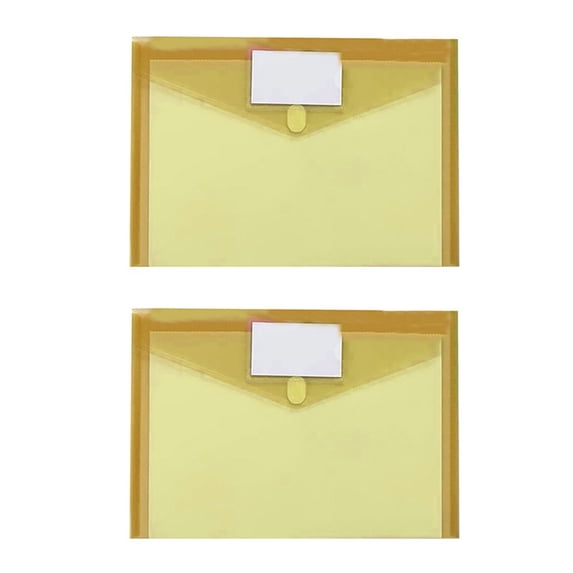 2 PCS File Folders,Tranparent Envelopes Plastic Folders,Plastic Envelopes Folder for Documents Letter A4 Size with Label Pocket,Office Supplies Organization Storage,9.44x13.38 inch (Yellow)