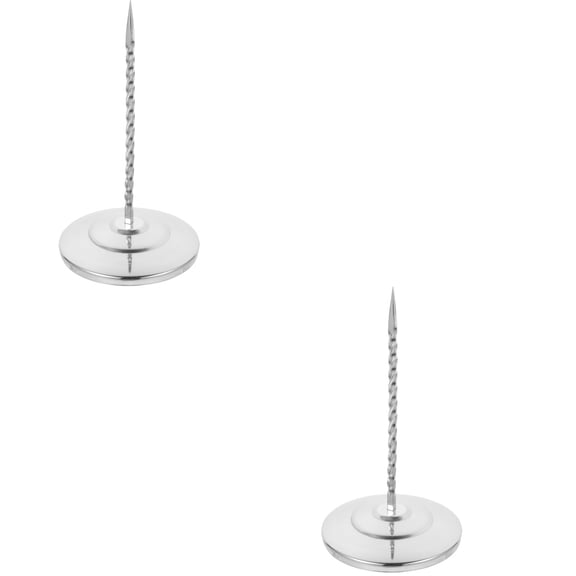 2 PCS Files Folders Receipt Spike Stick Holder Ticket Stabber Restaurant Receipt Holder Desk Bill Stand Inserter Multipurpose Stainless Steel Office