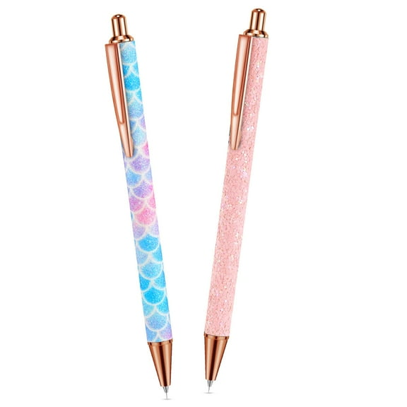 2 PCS Fine Point Pin Pen Tool for Craft Adhesive Vinyl, Mermaid Rainbow Retractable Air Release Pen for Easy Craft Paper Project