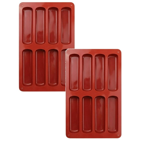 2 PCS Finger Biscuit Silicone Mould, 8 Cavities Cereal Bars Baking Mould, Non-stick Chocolate Bar Mold, for Cnady, Eclair, Bread, Muffin, Soap, Resin