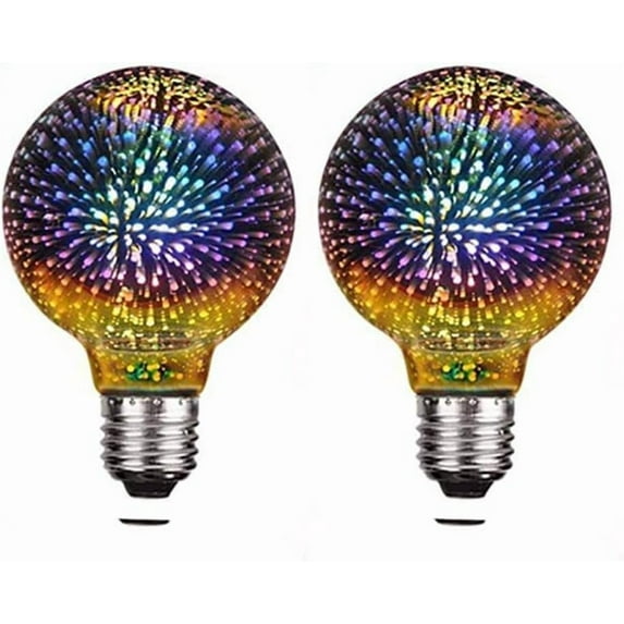 2 PCS Firework Bulb 3D Firework Light Bulb, E27 Edison Vintage Romantic Glass Light Bulbs – Unique Light Bulbs for Home, Festival, Party, Christmas –4W AC85-265V
