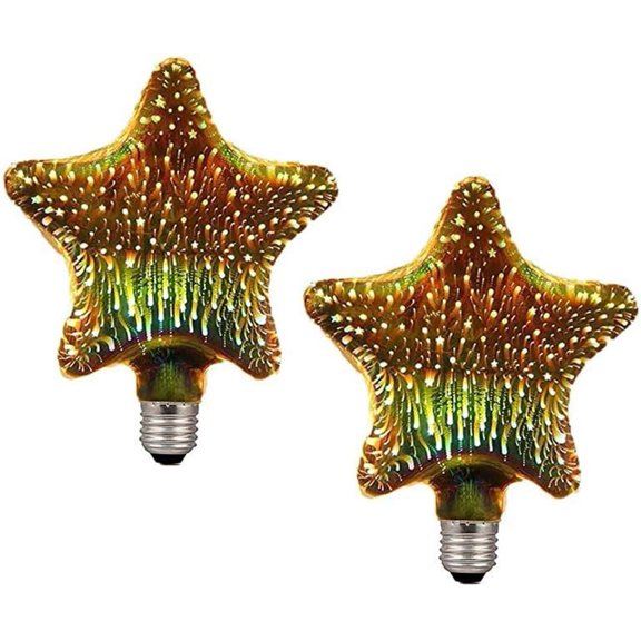 2 PCS Firework Bulb 3D Firework Light Bulb, E27 Edison Vintage Romantic Glass Light Bulbs – Unique Light Bulbs for Home, Festival, Party, Christmas –4W AC85-265V