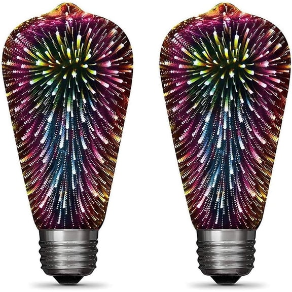 2 PCS Firework Bulb 3D Firework Light Bulb, E27 Edison Vintage Romantic Glass Light Bulbs – Unique Light Bulbs for Home, Festival, Party, Christmas –4W AC85-265V