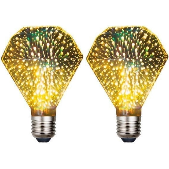 2 PCS Firework Bulb 3D Firework Light Bulb, E27 Edison Vintage Romantic Glass Light Bulbs – Unique Light Bulbs for Home, Festival, Party, Christmas –4W AC85-265V