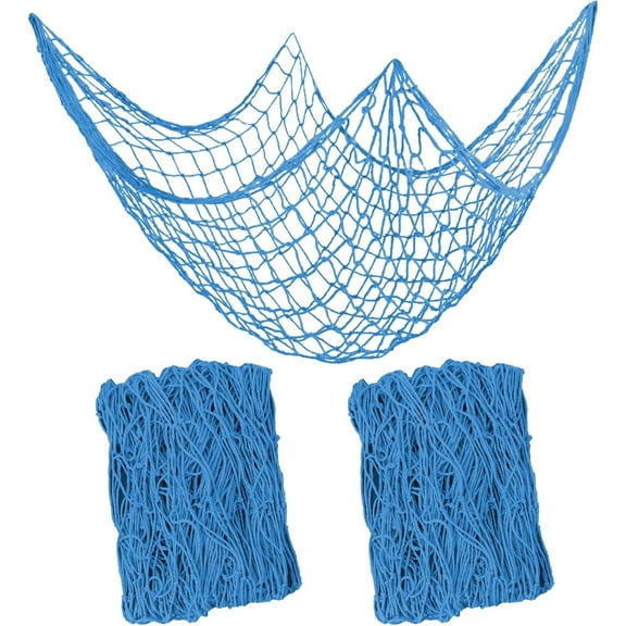 2 PCS Fish Net Decorations, 80 x 40 Inch, Ocean Themed Party Decor Beach, Nautical Wall Hanging Fishing Net for Coastal Bedroom, Bathroom, or Under The Sea Party Decorations