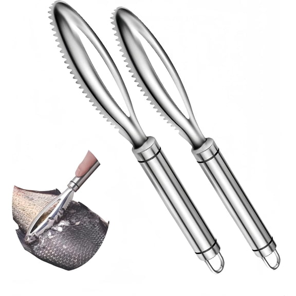 2 PCS Fish Scale Remover,304 Stainless Steel Fish Scaler Easy Use Fish Descaler Tool,Fish Scaler Remover Lung Remover for Family Kitchen,Easy to Clean Kitchen Tool